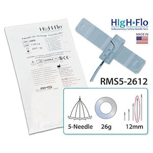 26 Gauge x 1/2 Inch (12 mm), 5 Needle Safety Sub-Q Administration Set